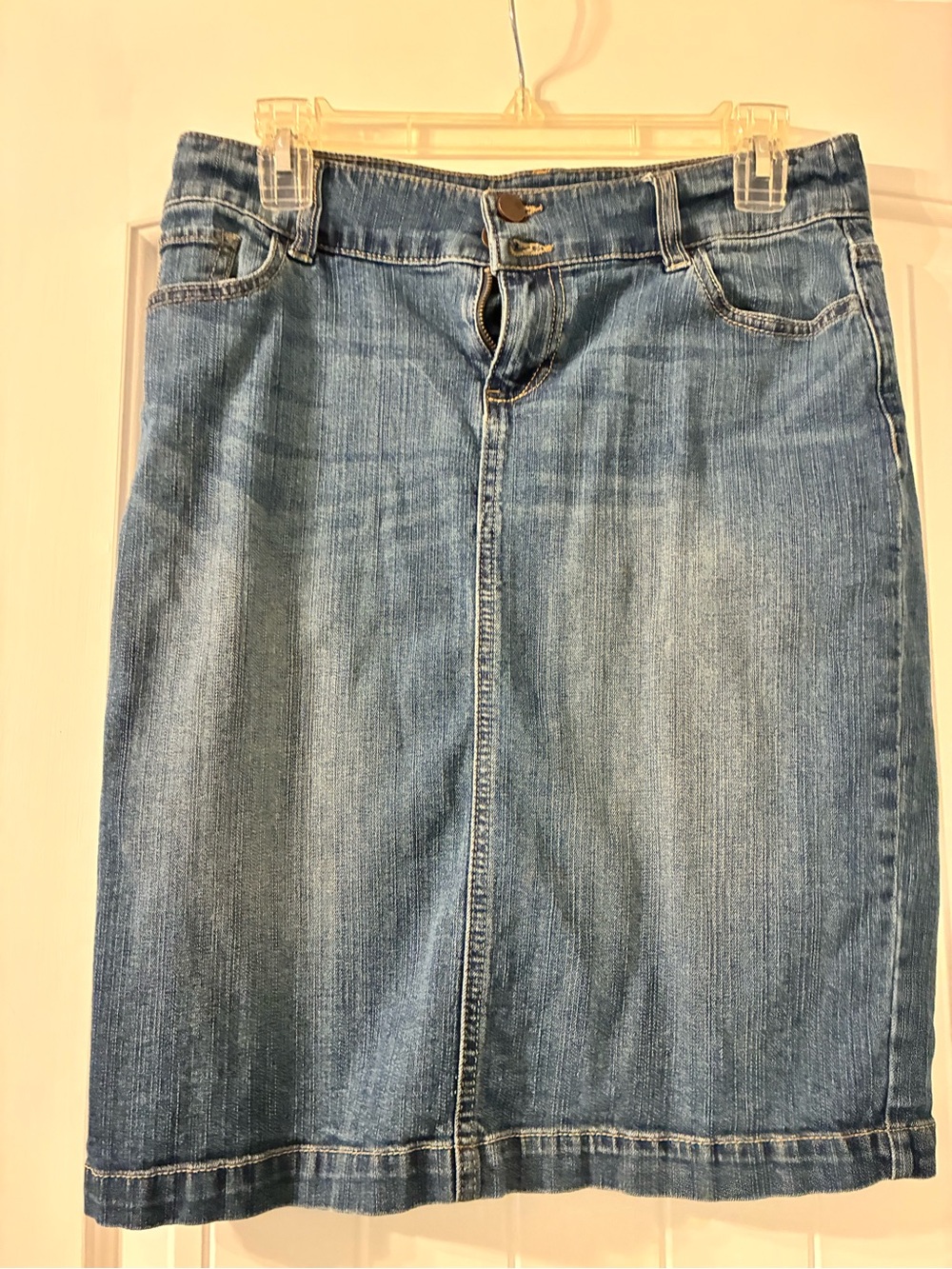 New York & Company Light Blue Straight Denim Skirt